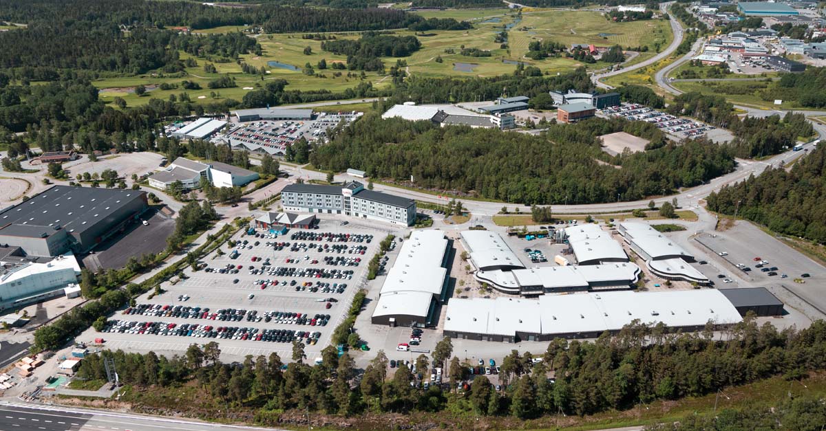 Flygbild över stadsdel 1 i Explore Arlandastad där Bake My Day kommer öppna sitt bageri 2023/2024.