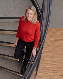 Anna Stenström on the stairs