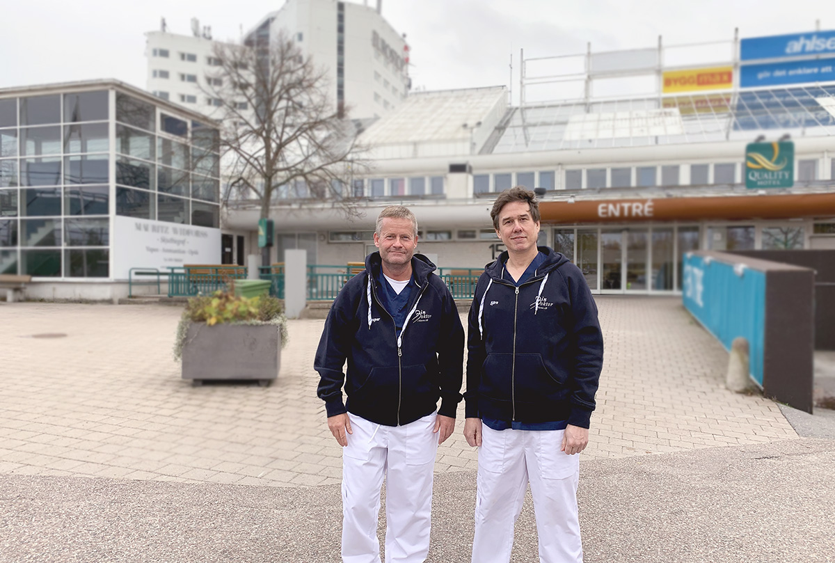 Jesper Zetterquist och Björn Strander, ägare av Din Doktor öppnar vårdcentral och läkarmottagning i Scandinavian XPO under sommaren 2020.